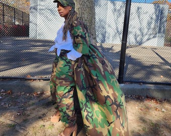 Handmade Camouflage Cargo Jogger Pants: Cotton Utility Plus Size