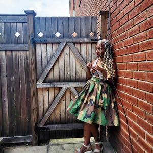 High Waist Camouflage Skirt: Custom Fit Cotton Above-Knee