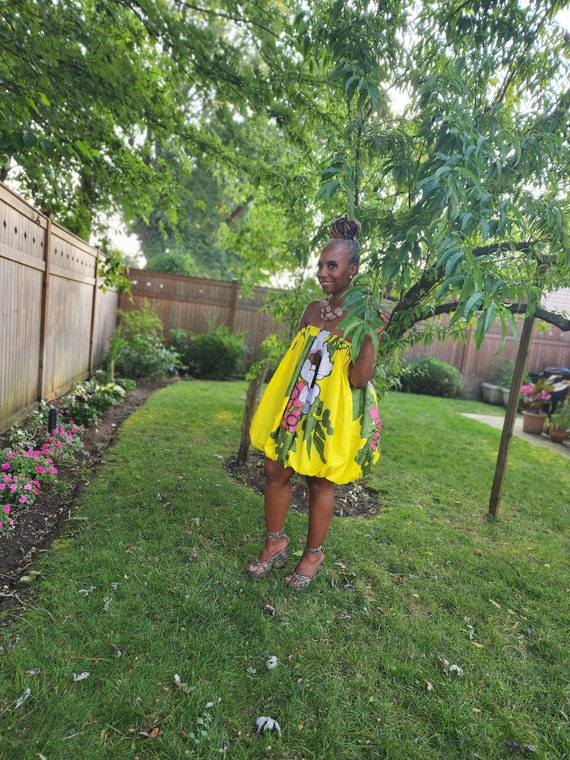 Kiputo African Print Dress, Cotton bubble dress, Off the shoulder bubble dress, Strapless bubble dress, Wedding dress