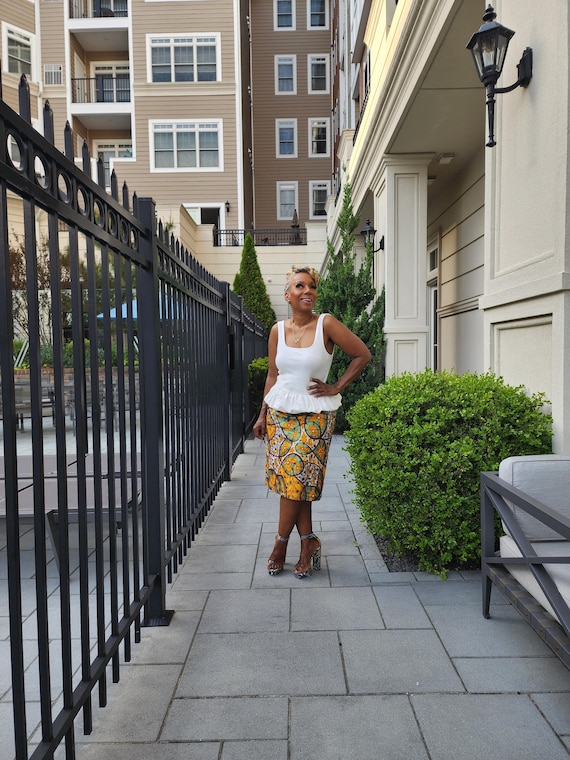 Dani Skirt, Handmade Ankara Drawstring Cotton Skirt for Women Plus Size Summer  or Fall Clothing
