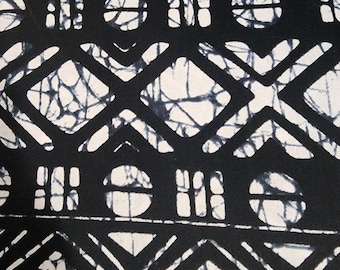 African Print Tank Top with Headwrap: Black and White Goddess Design