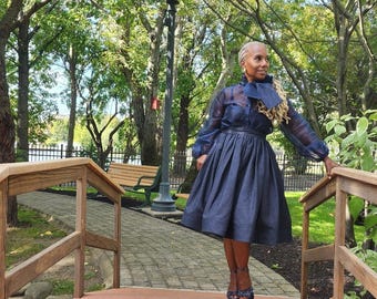 High Waist Indigo Blue Denim Belle Skirt