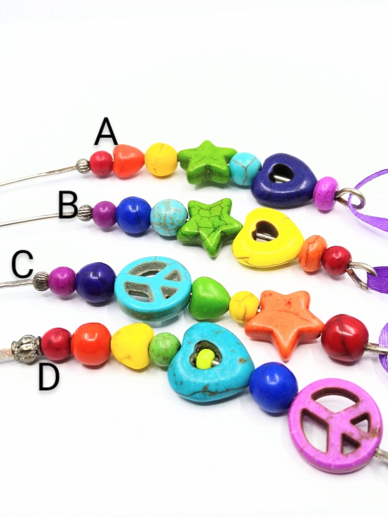 Rainbow multicoloured stone bead spinning wheel orifice hook/threader image 2