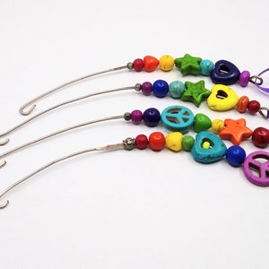 Rainbow multicoloured stone bead spinning wheel orifice hook/threader image 1