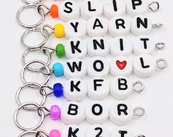 Alphabet/word knitting stitch markers - set of 8
