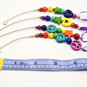 Rainbow multicoloured stone bead spinning wheel orifice hook/threader image 4