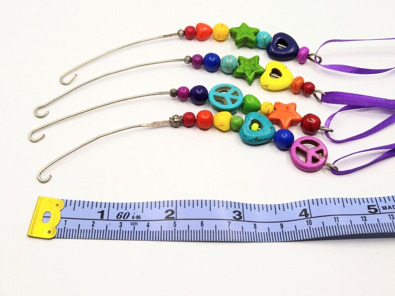 Rainbow multicoloured stone bead spinning wheel orifice hook/threader image 4