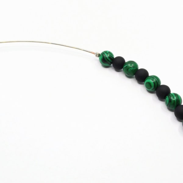 Black and green beaded spinning wheel orifice hook/threader
