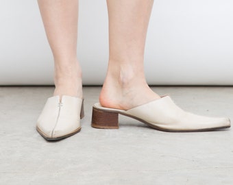 cream mules heels