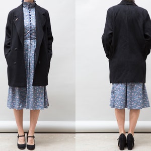 90's vintage Wool Black Coat / Women Double Breasted Jacket / Size M Medium Classic Coat / Winter Coat / Black Retro Coat