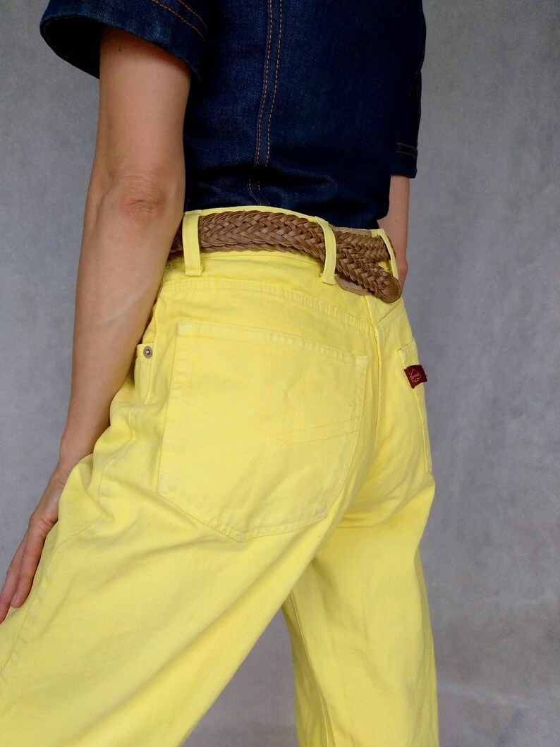 yellow jean pants