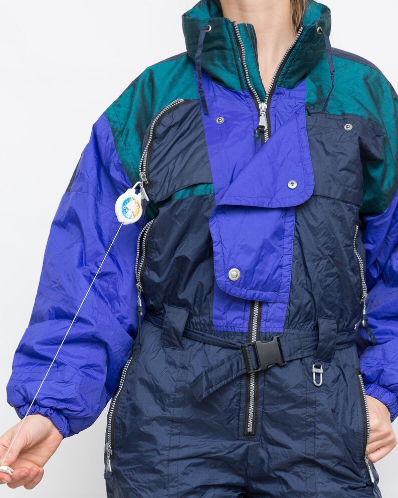 Vintage Onesie Ski Suit 80s Blue Ski Wear Onepiece Mens Snow Etsy