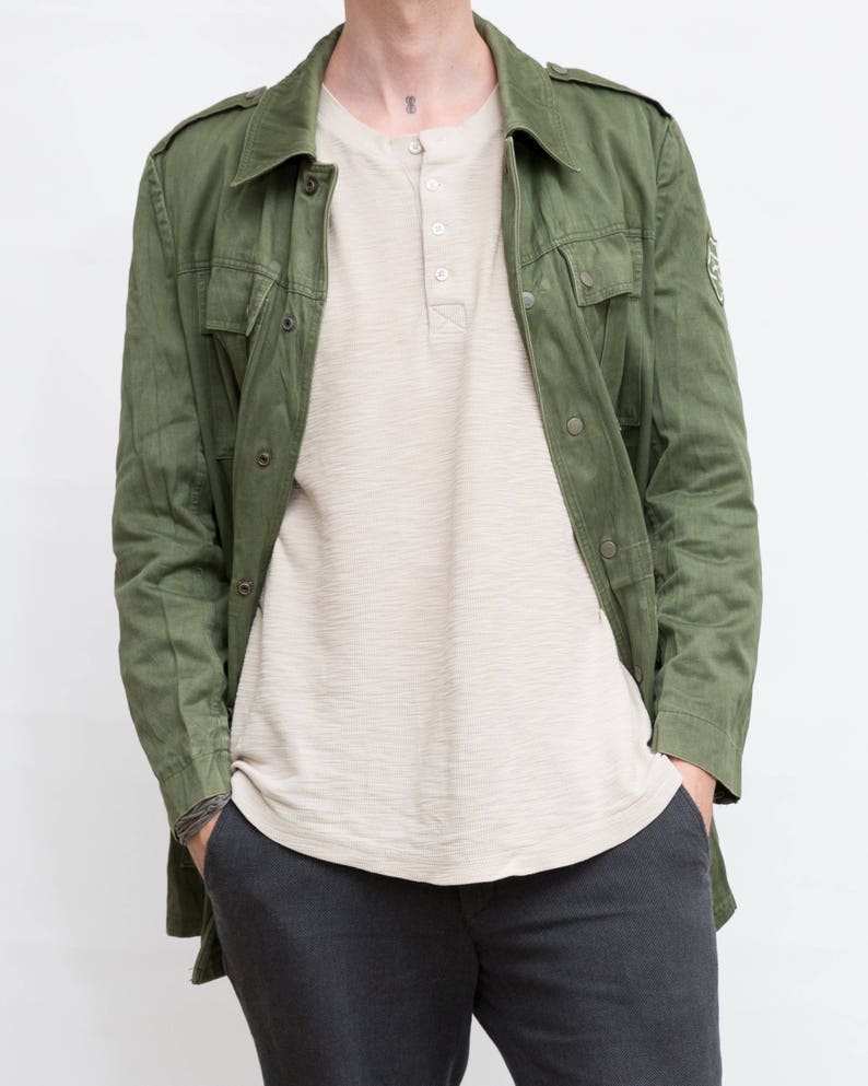 Large Size Men Jacket Green Army Shirt Khaki Buttoned Jacket Vintage Men Hunting Jacket
