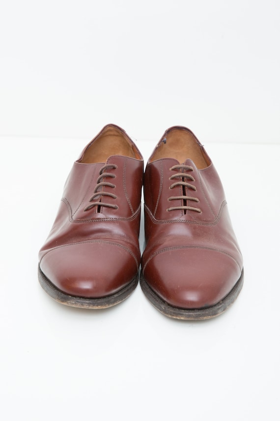 Brown Dress Shoes, Semi Pointed Oxford Lace, Plain