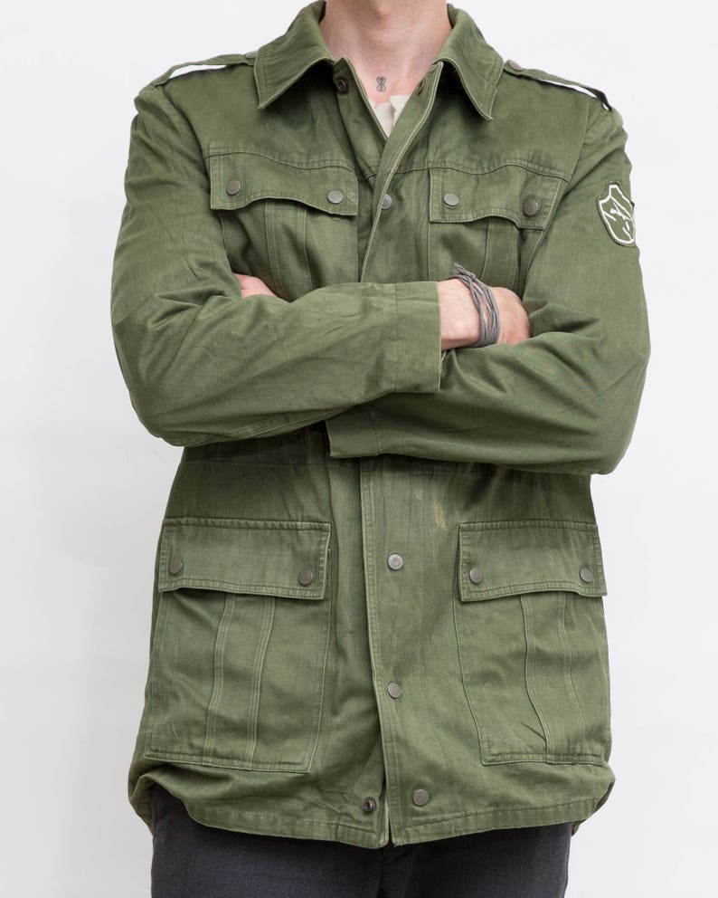 Large Size Men Jacket Green Army Shirt Khaki Buttoned Jacket Vintage Men Hunting Jacket