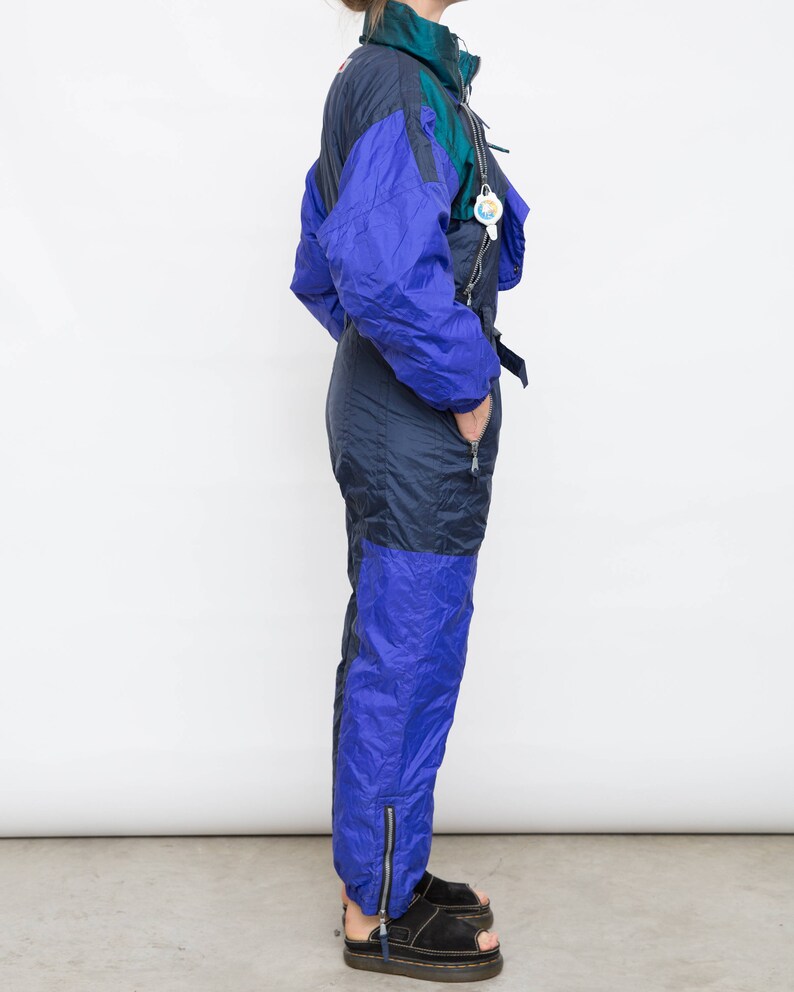 Vintage Onesie Ski Suit 80s Blue Ski Wear Onepiece Mens Snow Etsy