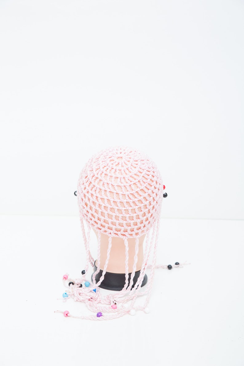Pink Teen Hat Vintage Crochet Hat 80s Stocking Cap Retro Lace Cap Beaded Summer Hat Crochet Cap Pink Scull Beanie Kids Beanie Hat