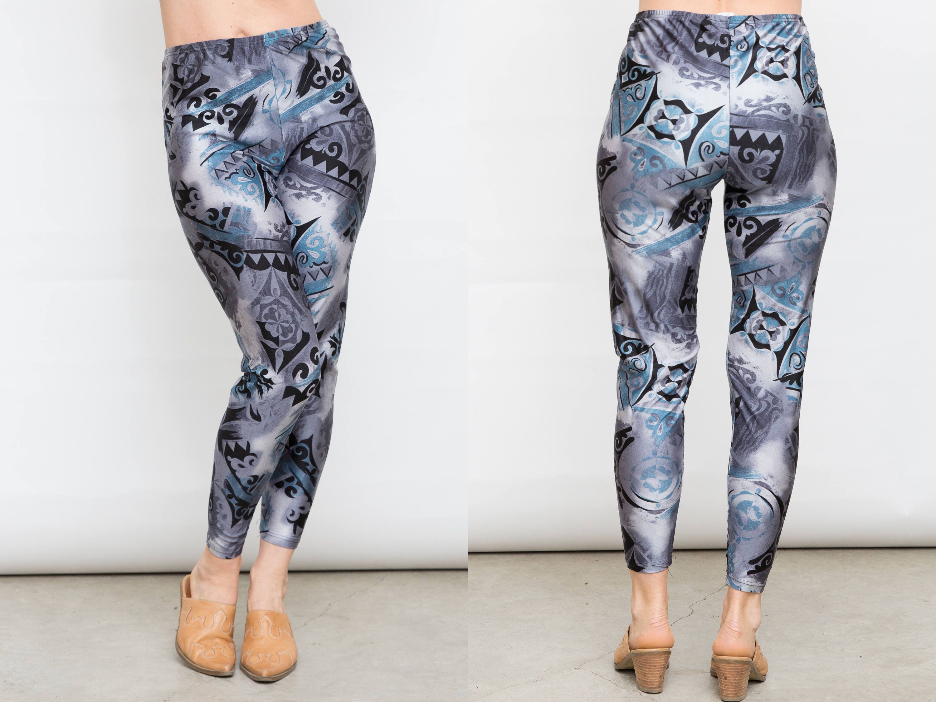 90s Vintage Women Tights Grey Retro Leggings Punk Rock Etsy