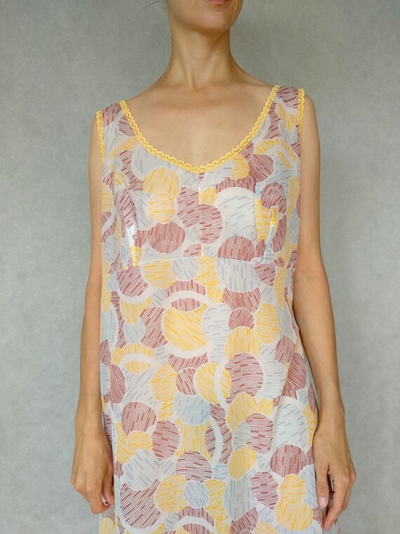 Vintage 80s Patterned Slip On Dress, Soviet Underw