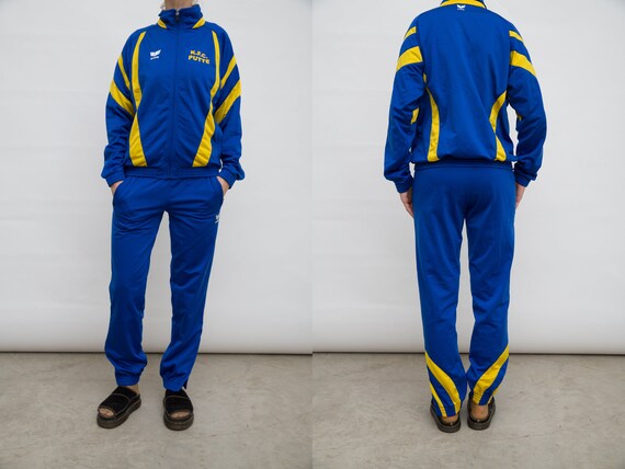 80s Pants Suit, Blue Yellow Suit, Two Piece Pants