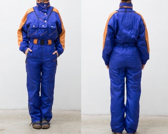 Vintage Blue Ski Wear, Onepiece Snow Suit, Size 38 UK 10, Medium Snowboarding Clothing, Snow Overalls, Vintage Ski Suit