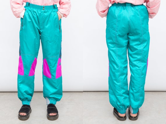 Vintage Shiny Pants, Green Windbreaker Pants, Shel