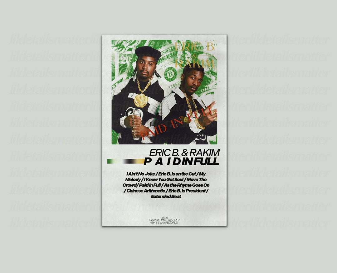 Eric B. & Rakim 'paid in Full' Album Wall Poster, Album Poster, Music