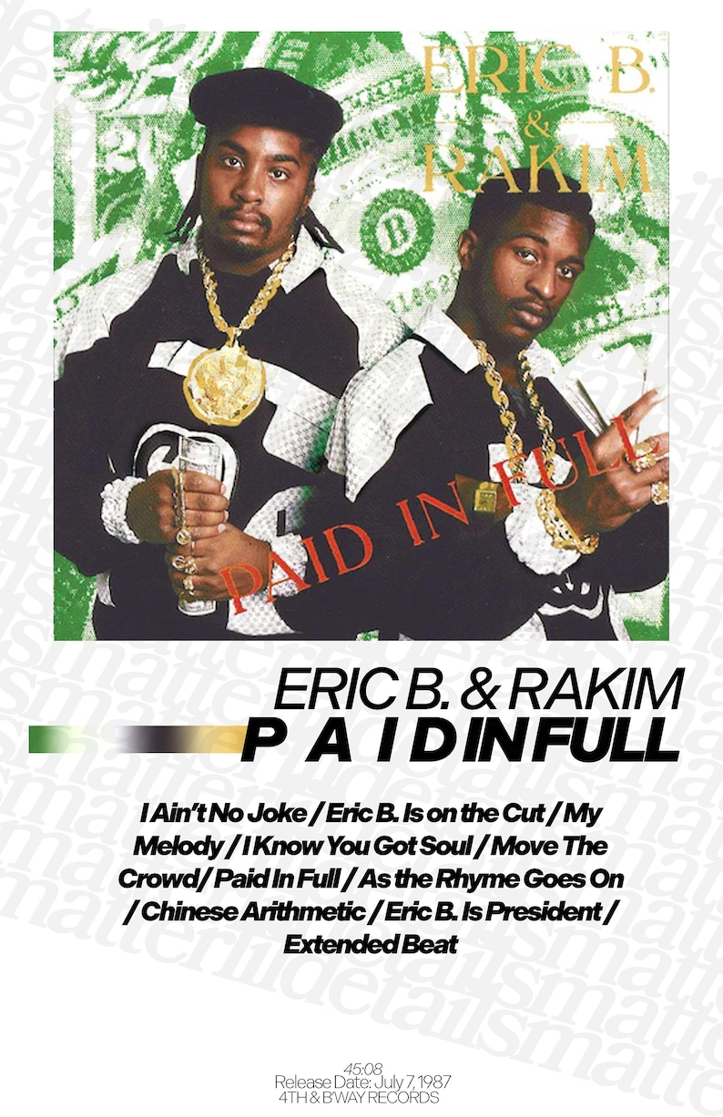 Eric B. & Rakim 'paid in Full' Album Wall Poster, Album Poster, Music