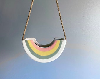 Ceramic Rainbow Hanging Planter