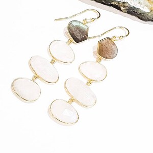 Moonstone and Labradorite Dangly Earrings