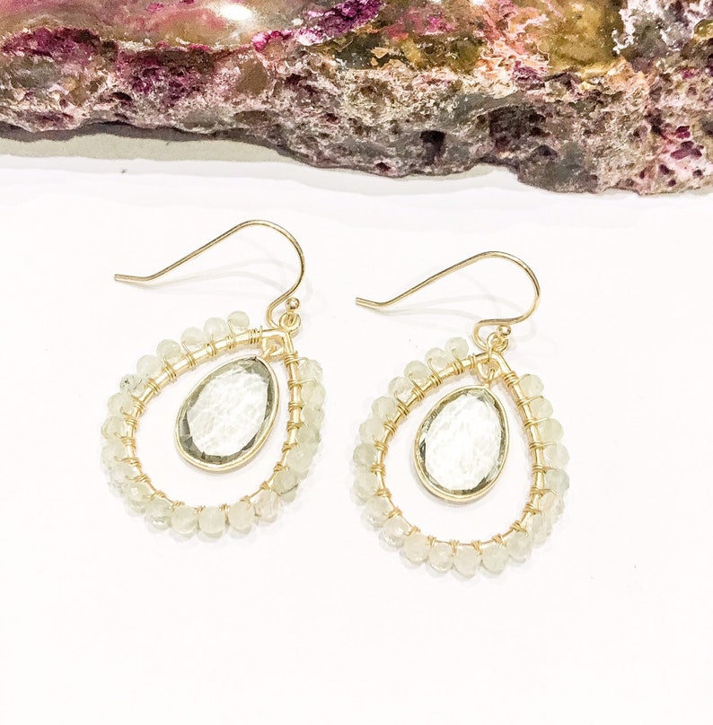 Green Amethyst Teardrop Earrings