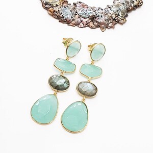 Aqua Onyx and Labradorite Earrings