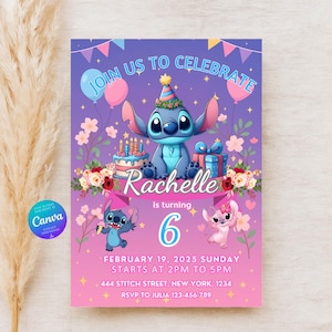 Invitation d'anniversaire de point modifiable | Modèle numérique de fête d'enfants | Carte d'anniversaire imprimable | Téléchargement instantané sur Canva