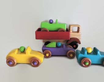 Wooden toy cars, wooden toy truck, learn your colors, toddler toys