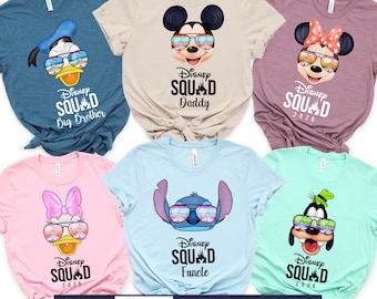 Disney Family Shirts, Disneyworld Shirts Family, Custom Disney Characters Family Sunglass Shirts, Personalized, Disney Family Shirts, Gigi