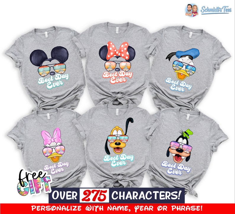 Disney Family Shirts, Disneyworld Shirts Family, Custom Disney Characters Family Sunglass Shirts, Personalized, Disney Family Shirts, Art