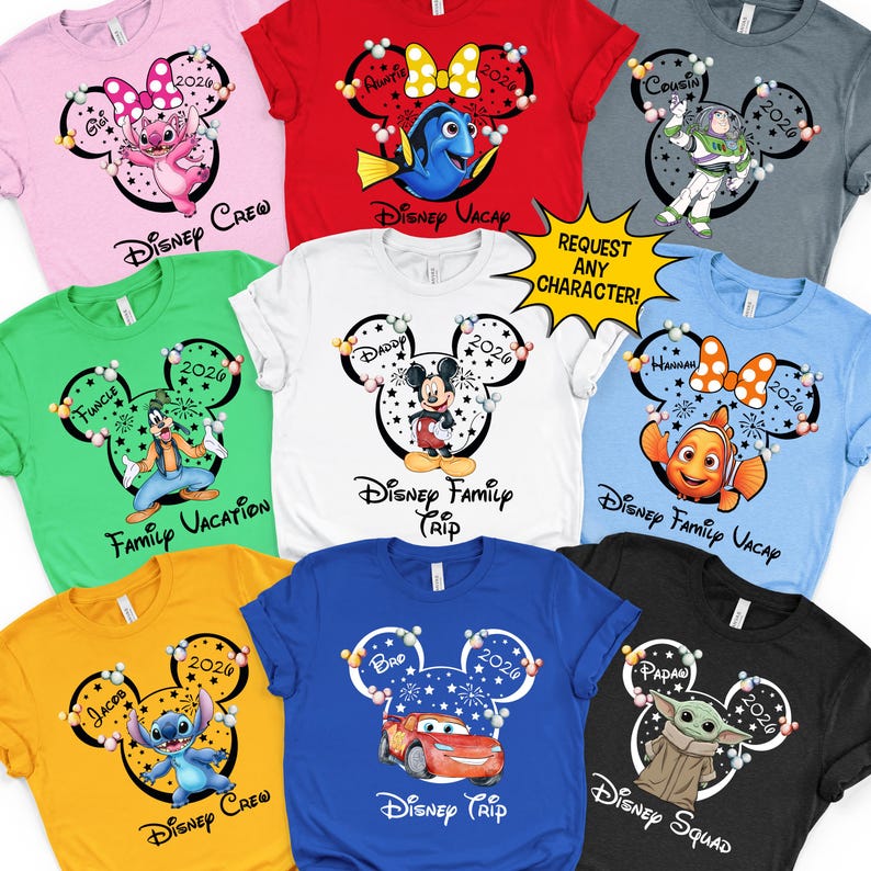 Disney Family Shirts, Custom Characters, Disney Shirts, Disney Matching Shirts 2026, Disney Trip Shirt, Disney World Shirt, Disney Vacation image 2