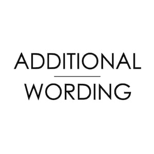 Peut inclure: Texte noir et blanc qui dit "ADDITIONAL WORDING".