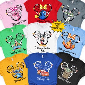 Custom Disney Shirts Family Vacation Tees Matching Disney Tee Minnie Mouse Shirt Personalized Character Wear Theme Park Apparel Disney World