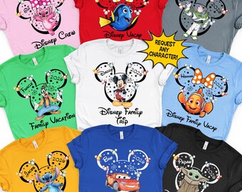 Custom Disney Shirts Family Vacation Tees Matching Disney Tee Minnie Mouse Shirt Personalized Character Wear Theme Park Apparel Disney World