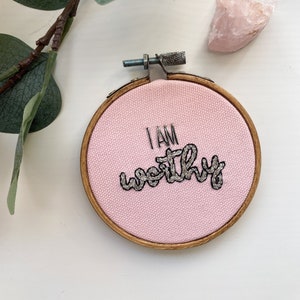 Affirmation Wall Hanging, Positive Home Decor, I Am Worthy, Mindful Office Decor, Mini Wall Accents, Self Care Gifts,  Uplifting Gifts