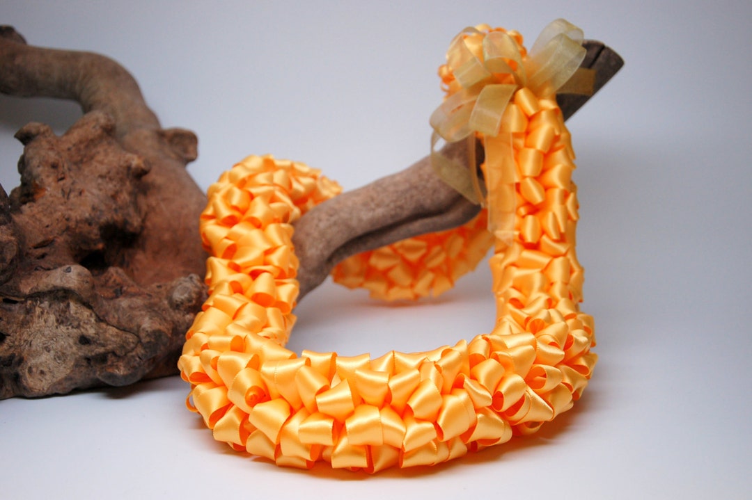 Light Gold Crown Flower Ribbon Lei Graduation Wedding Etsy