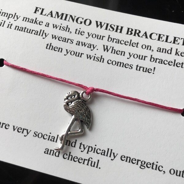 Flamingo Wish Bracelet - Wish Bracelet - Flamingo Bracelet - Party Favor - Wishing Bracelet - Bridesmaid Gift - Friendship Bracelet