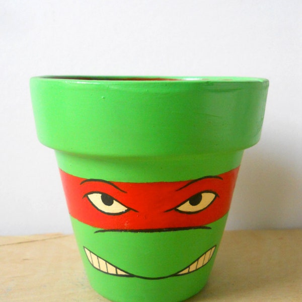 RESERVED FOR ASHLEY 2 Tmnt Ninja Turtles painted flower pots Raph and Leo