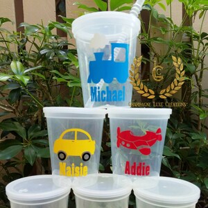 6 Reusable Transportation Party Cups, Transportation  Party Favor Cups, Airplane Party Cup, Birthday Party Cups, Car Party Cups, Train Cups