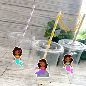 African American Mermaid Party Cups, African American Mermaid, Mermaid Party Cups, African American, Birthday Party Cups, Party Decor, image 1