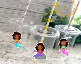 African American Mermaid Party Cups, African American Mermaid, Mermaid Party Cups, African American, Birthday Party Cups, Party Decor,