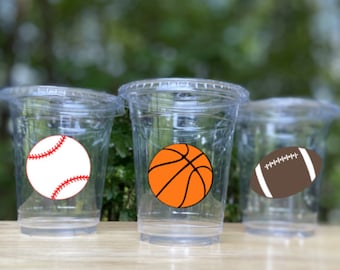 Sports Favor Cups, Sport Party Cups (Set of 12)-Football Party Cups, Basketball Party Cups, Basketball Party Cups