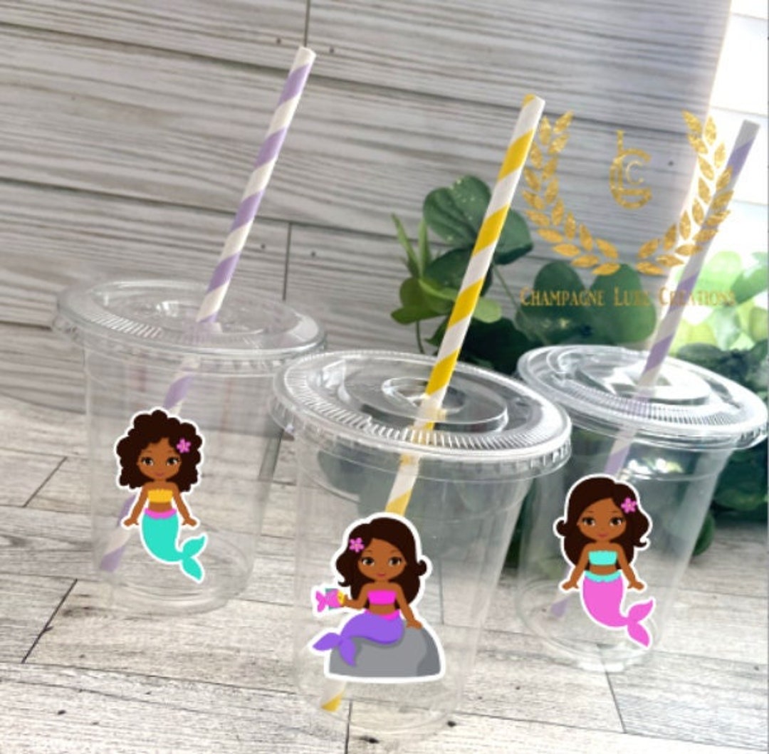 African American Mermaid Party Cups, African American Mermaid, Mermaid
