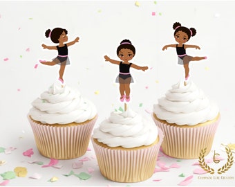 African American Ballerina Cupcake Toppers, Ballet Party, African American Cupcake Toppers, African American Ballerina, Ballerina Party